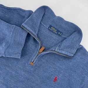 Polo Ralph Lauren Men's XL Blue‎ 1/4 Zip Pullover Sweatshirt Red Pony Logo